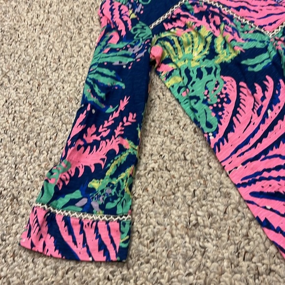 Lilly Pulitzer All Aglow Floral 3/4 Length Sleeve Tilda Tunic Top Tassel Sz XS - Picture 4 of 9